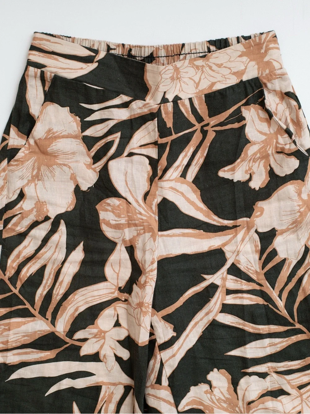 Rachel Zoe Wide-Leg Linen Pants with Tropical Floral Print